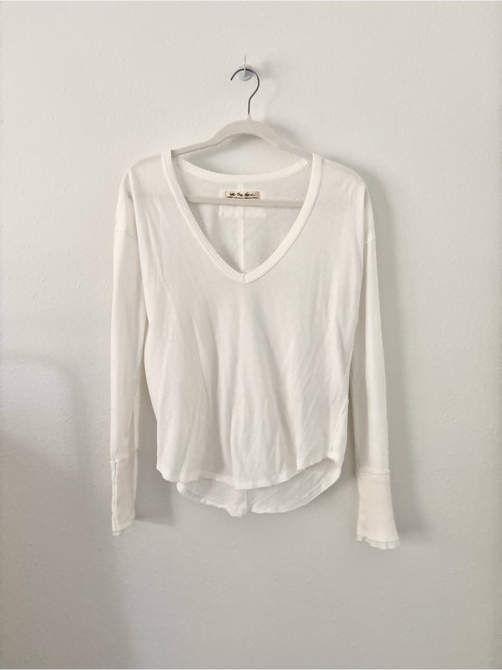 Free People White Raw Seam Top